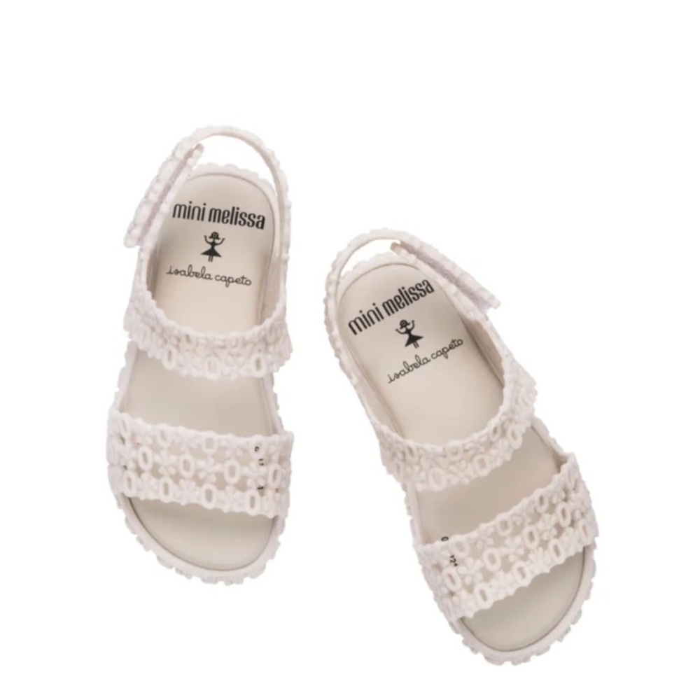NWT Mini Melissa Panc Sand + Isab Capeto Sandal 5 Creamy Beige New in Box - Picture 4 of 11
